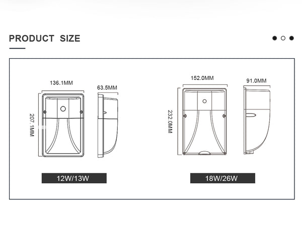 Minglight WP-26A2-50(PC) Wall Pack (110lm/w)